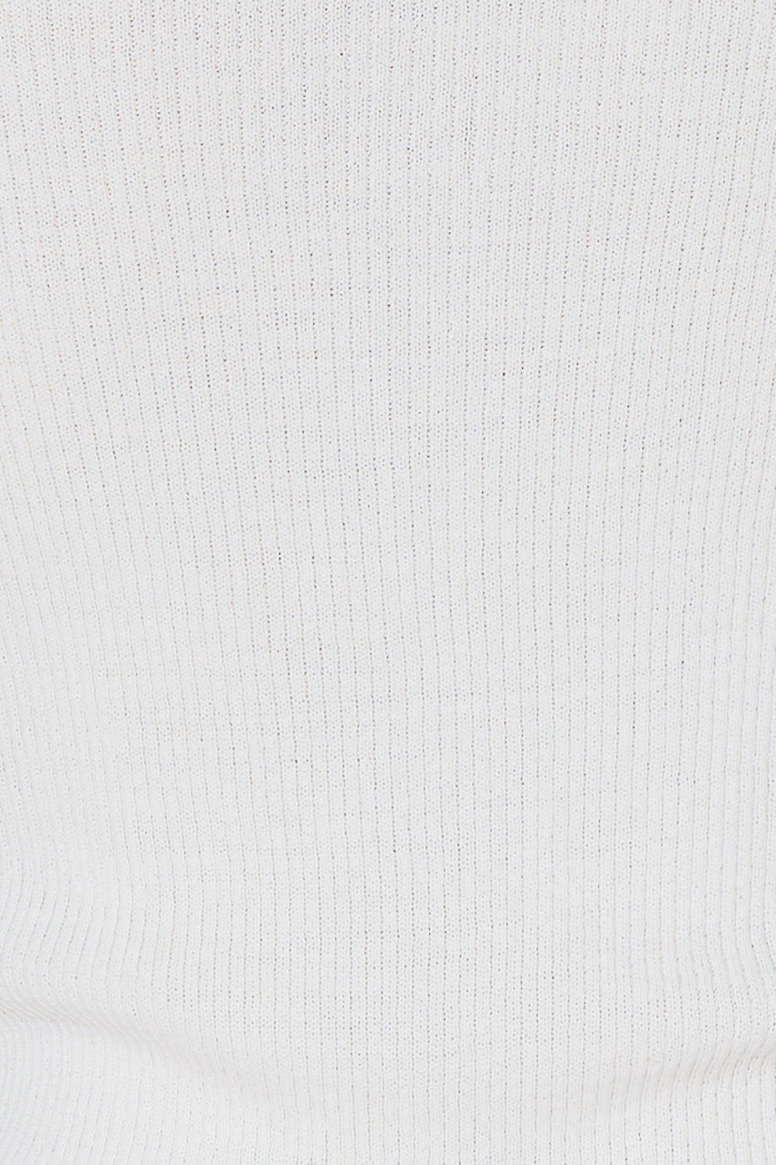 Buttoned Up Ribbed Long Sleeve Top White