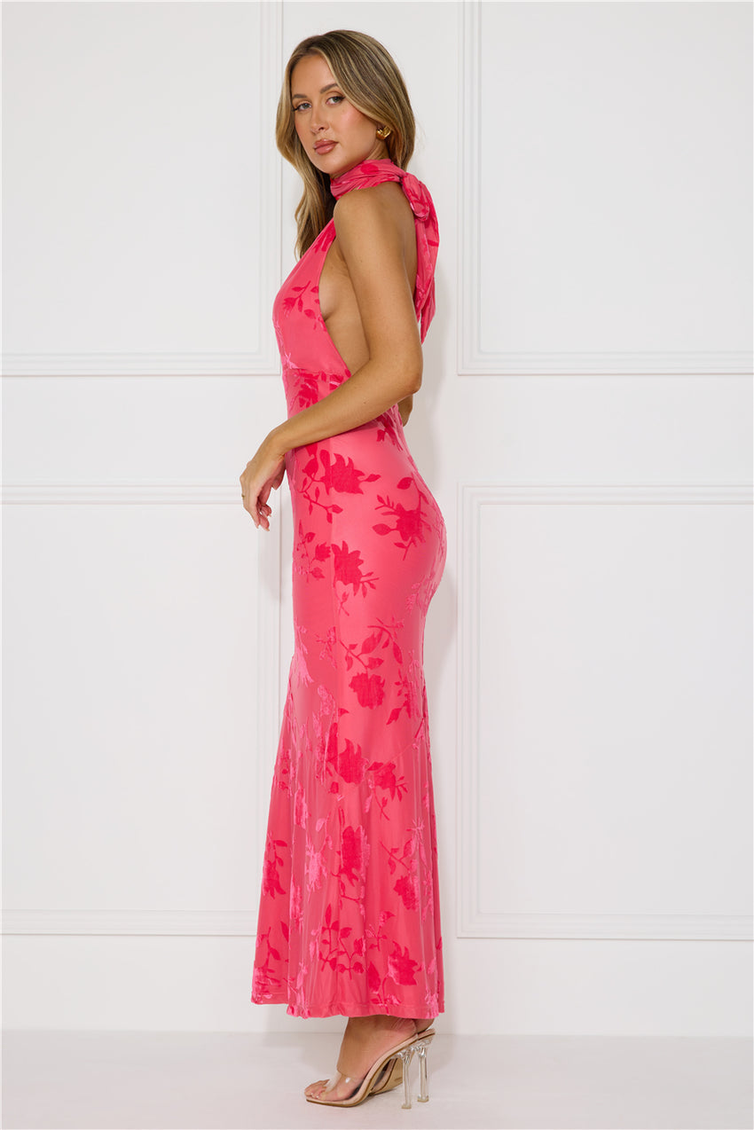 Shallow Love Halter Maxi Dress Pink