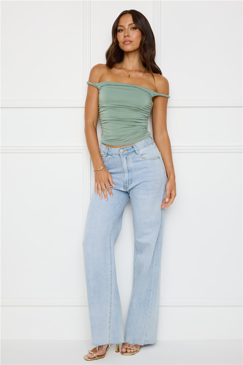Key Piece Off Shoulder Top Sage
