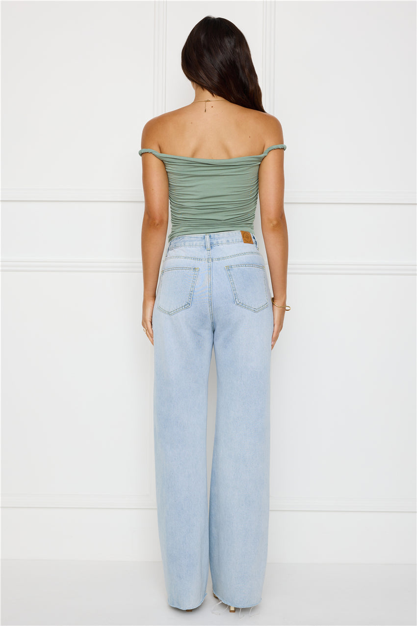 Key Piece Off Shoulder Top Sage