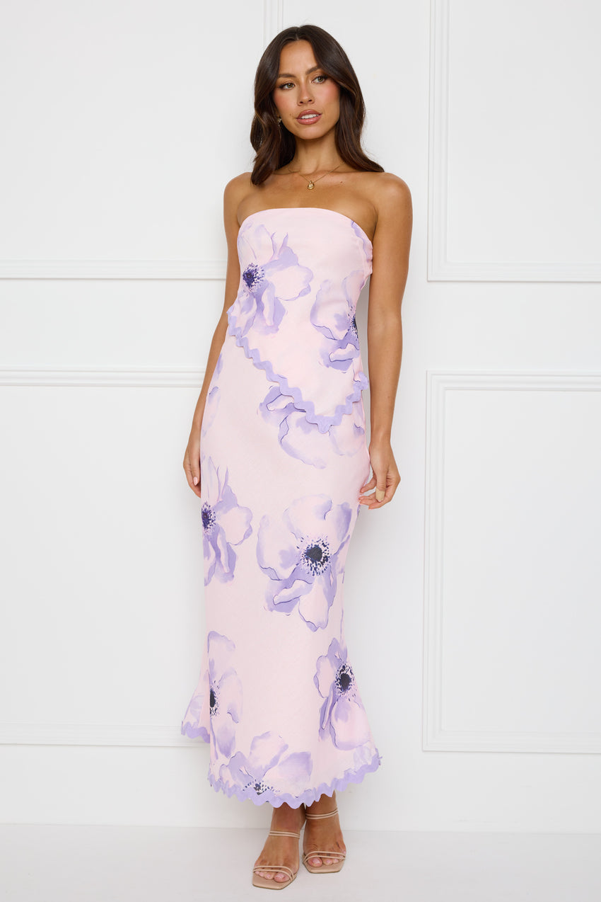 Seaside Stunner Strapless Crop Top Lilac