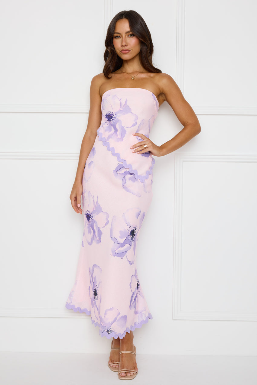 Seaside Stunner Strapless Crop Top Lilac