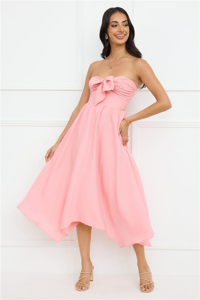 Saltwater Soul Strapless Midi Dress Pink