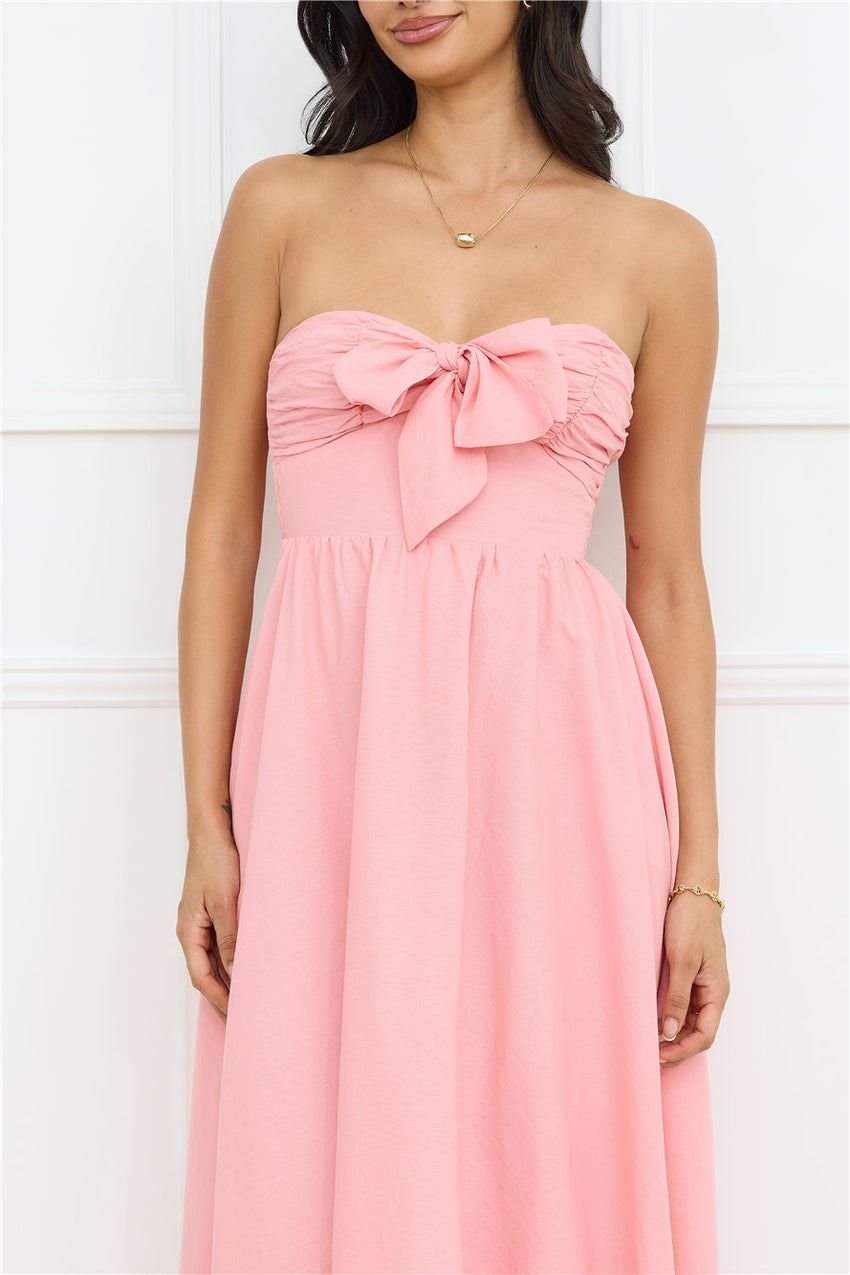 Saltwater Soul Strapless Midi Dress Pink