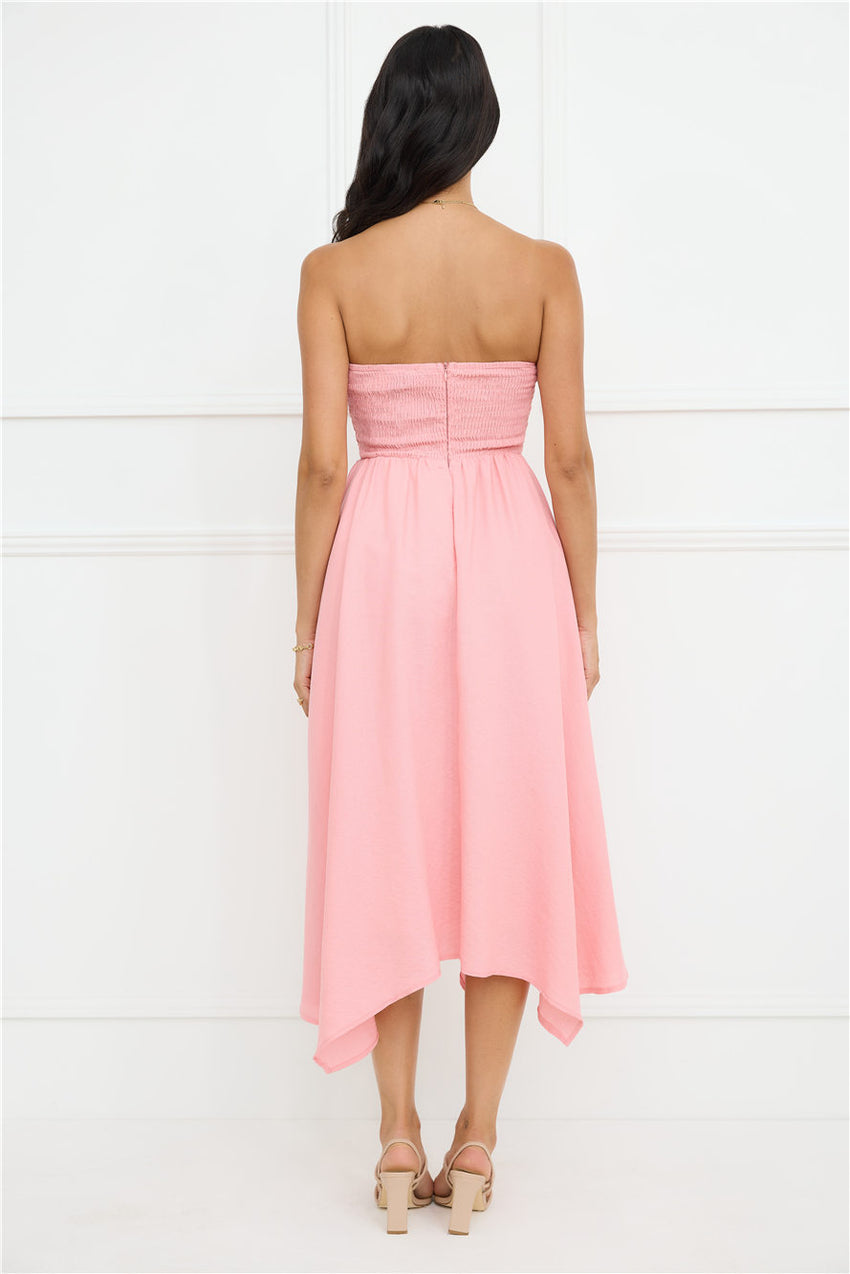 Saltwater Soul Strapless Midi Dress Pink