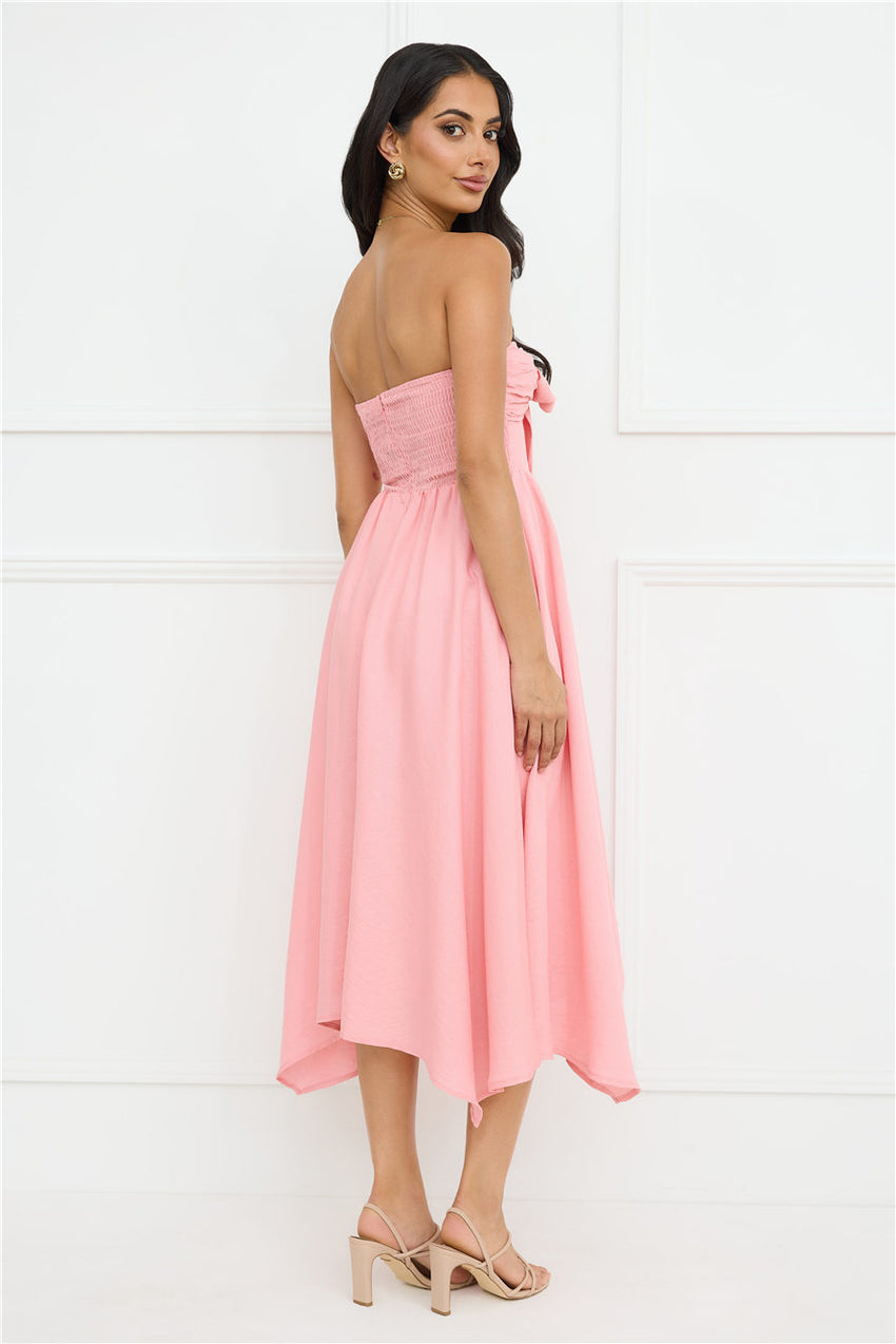 Saltwater Soul Strapless Midi Dress Pink