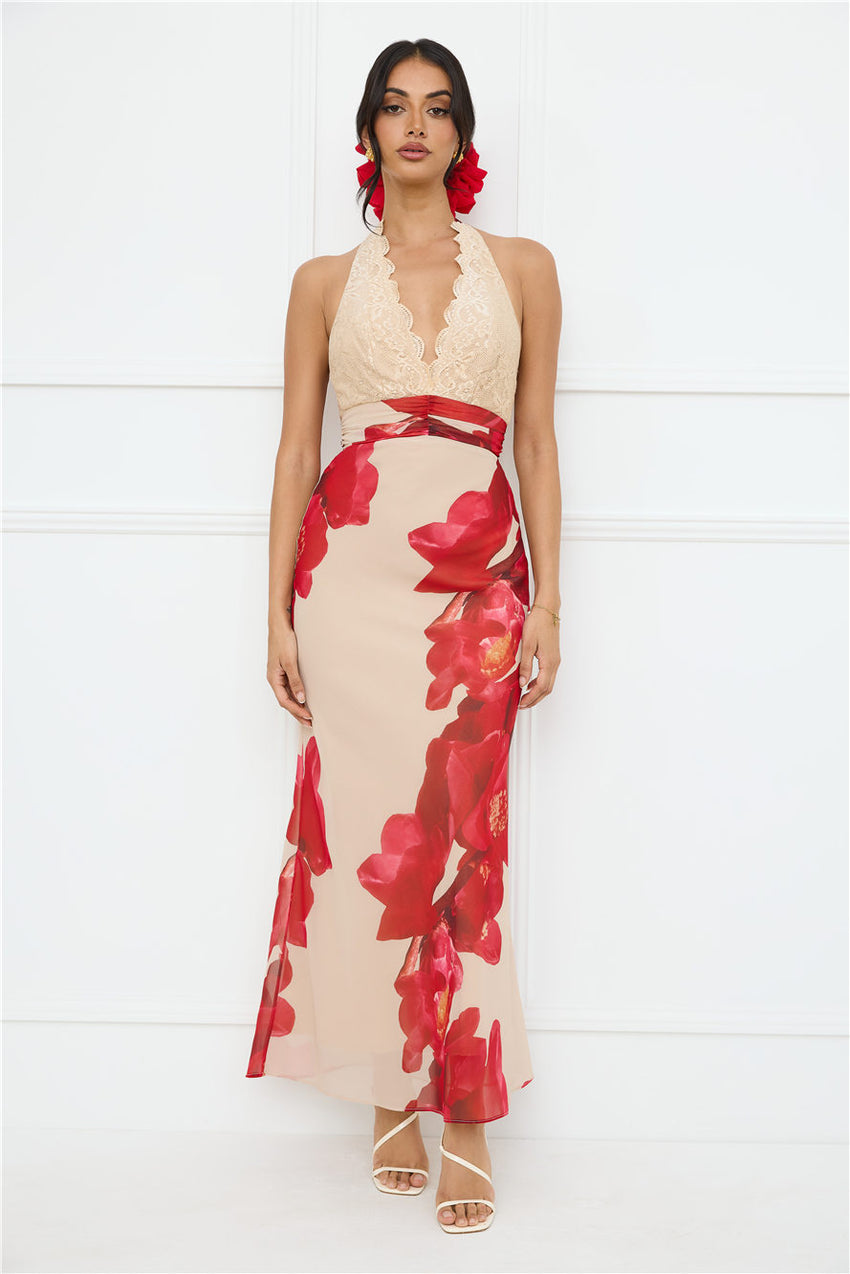 Hotter Than Ever Halter Maxi Dress Cream
