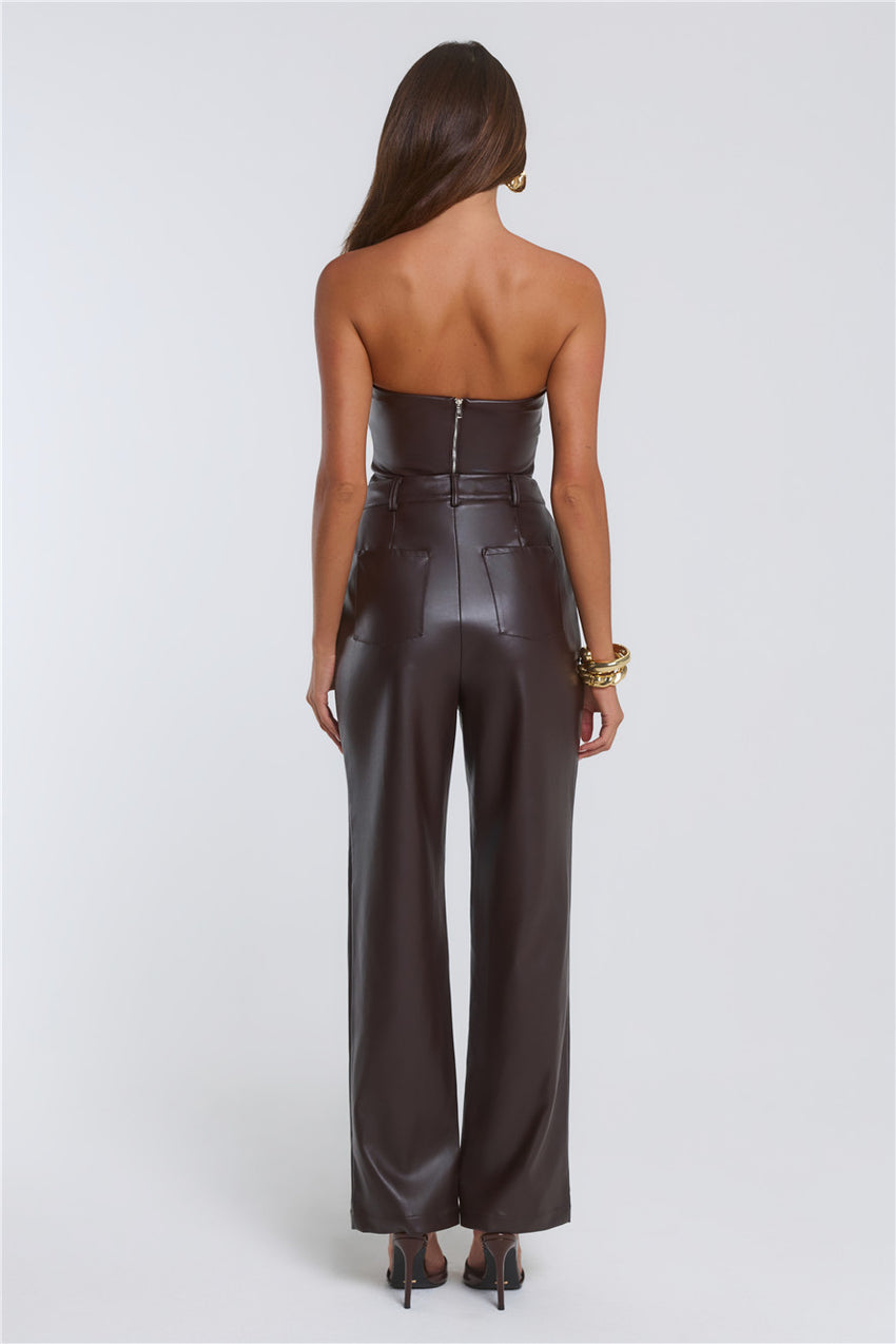 Let's Talk Style Faux Leather Pants Chocolate