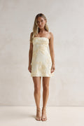 Songs Written Mesh Mini Dress Yellow