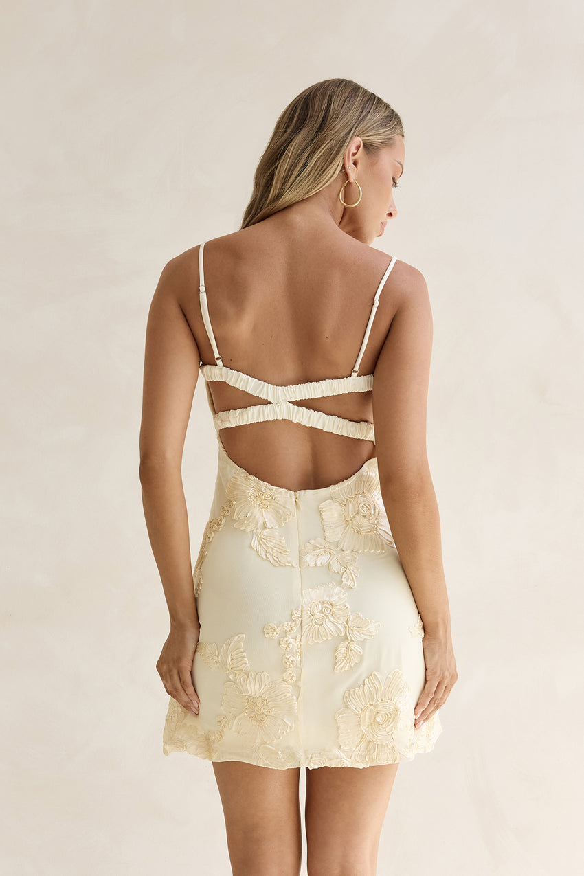 Songs Written Mesh Mini Dress Yellow