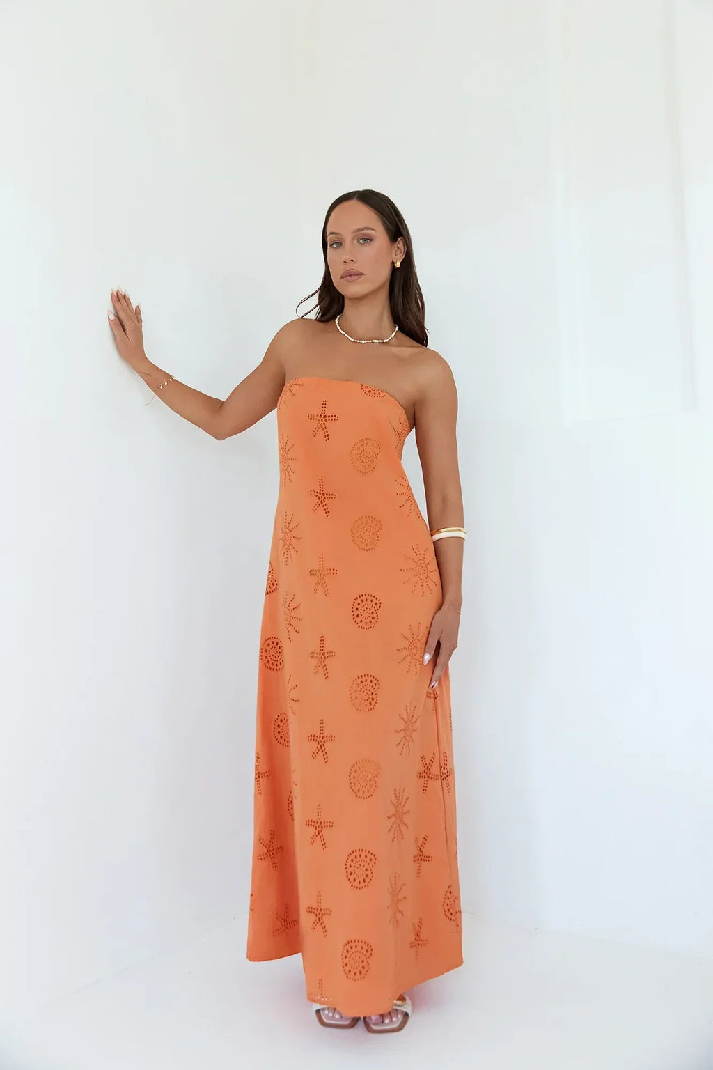 Heart To Heart Strapless Maxi Dress Orange