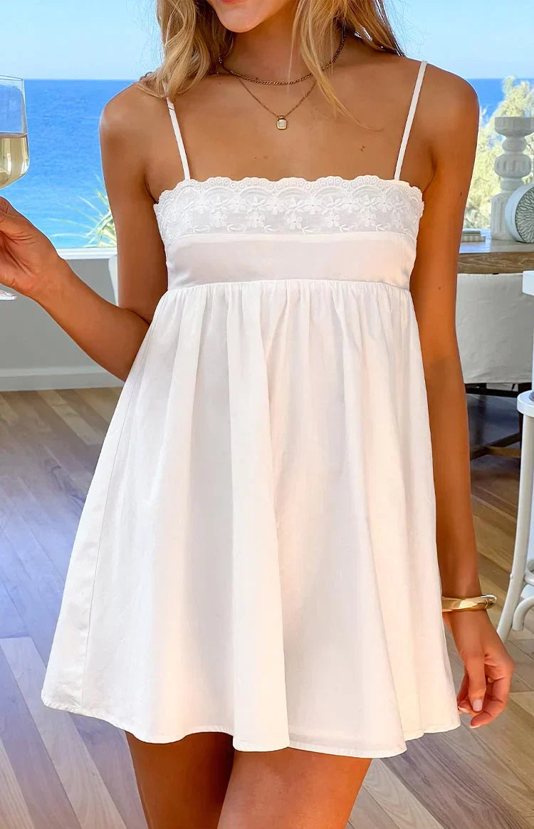 Gracelyn White Eyelet Embroidered Mini Dress