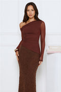 Honey Trap Mesh Long Sleeve Top Brown