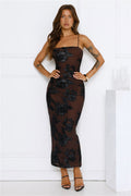 Estelle Mesh Maxi Dress Brown
