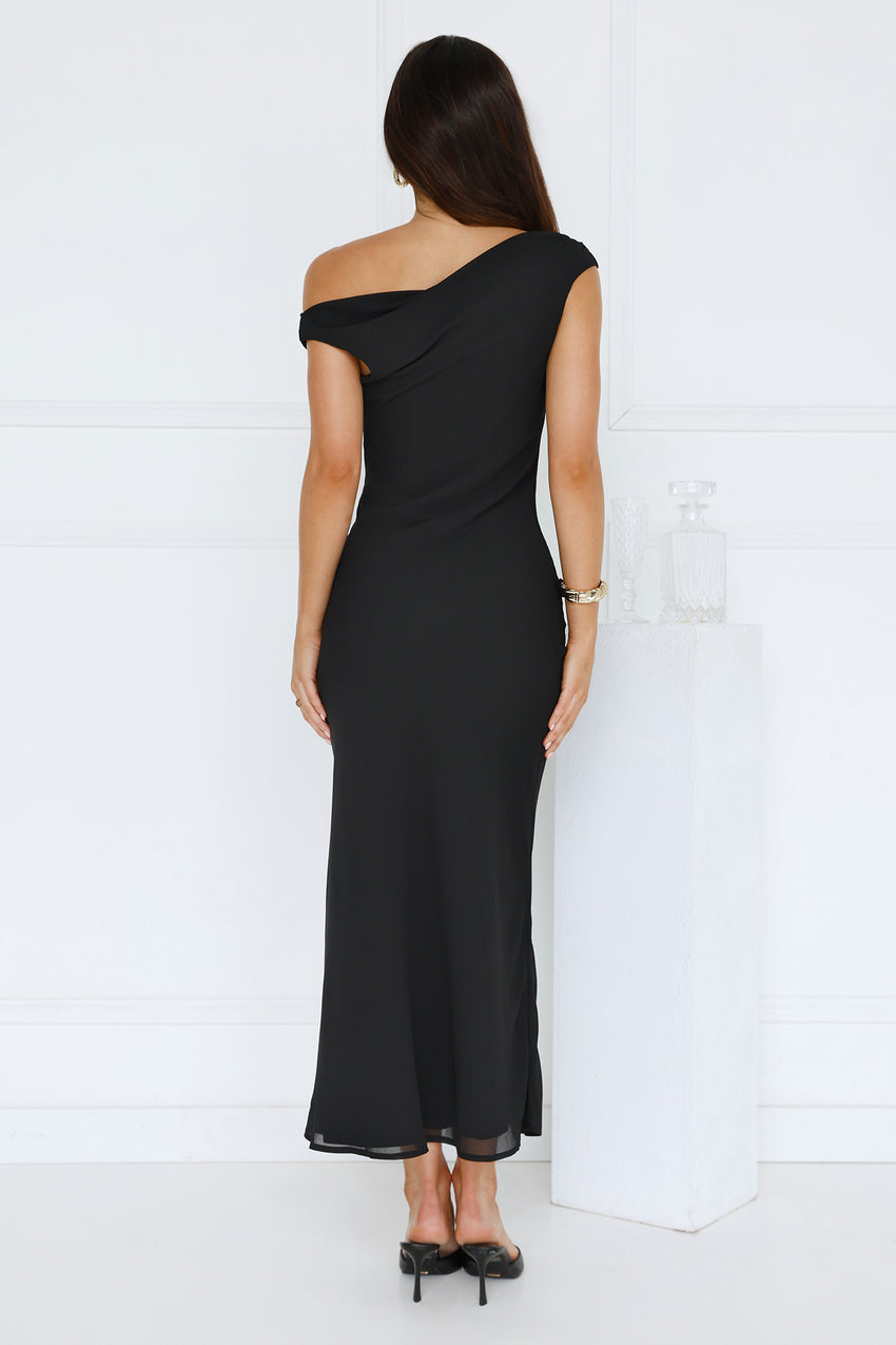 Xenia Off Shoulder Midi Dress Black
