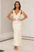 Golden Doll Mesh Maxi Dress Yellow