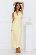 Dress Code Satin Maxi Dress Yellow