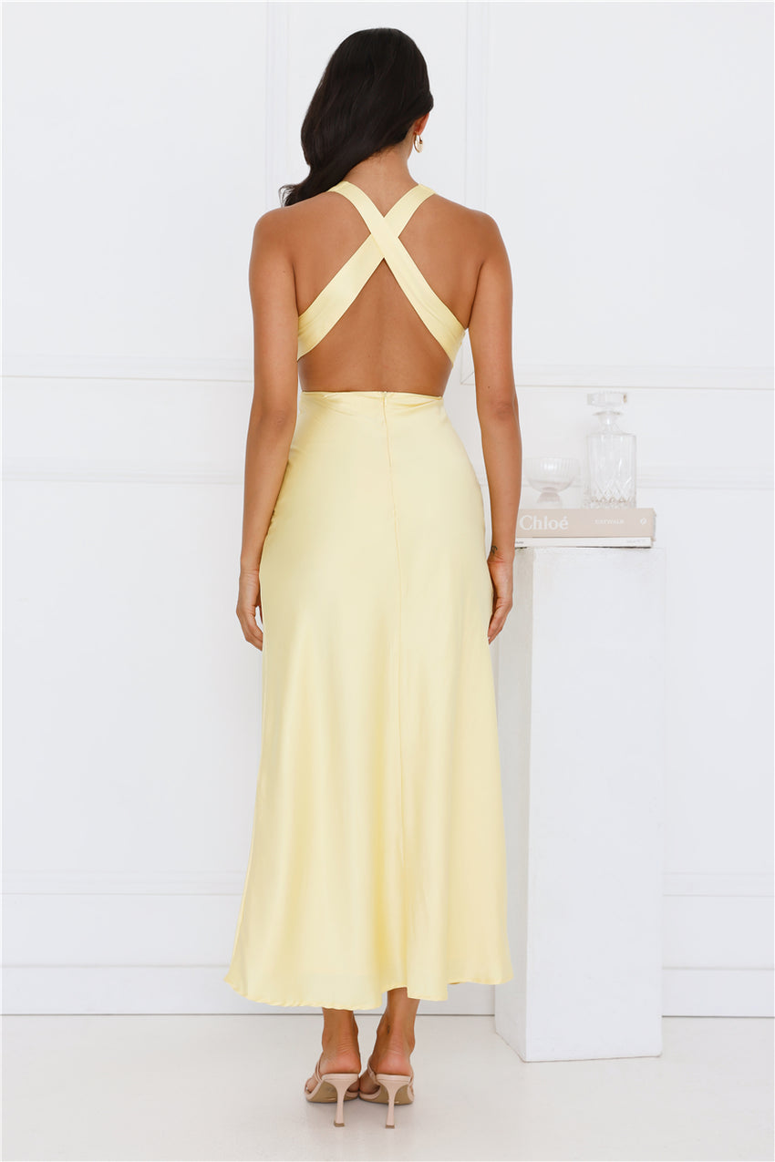 Dress Code Satin Maxi Dress Yellow