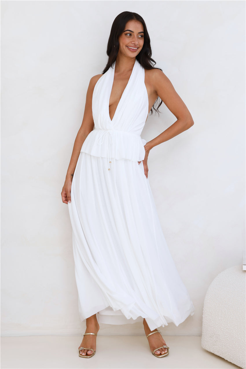 Love From Rosalie Halter Maxi Dress White