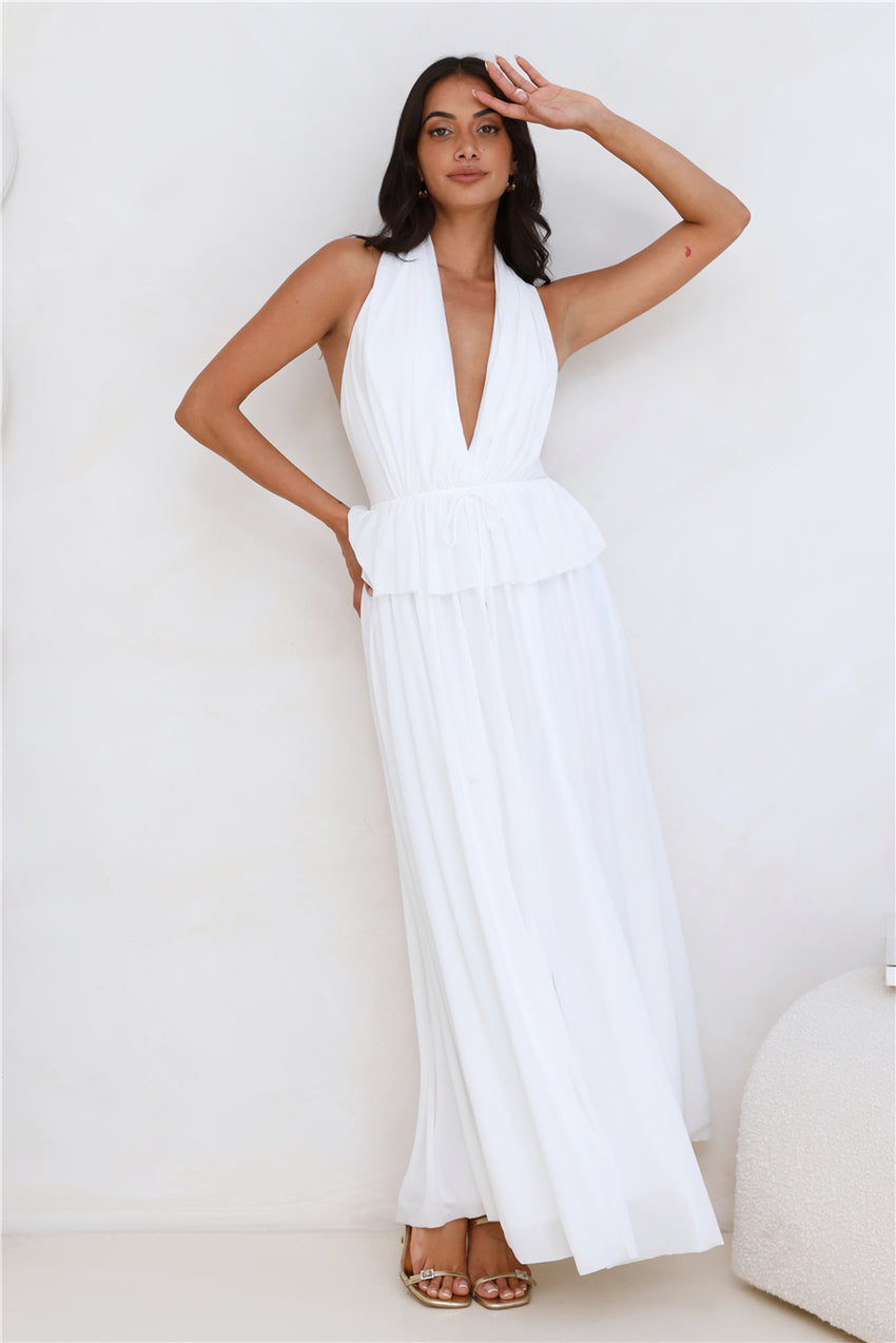 Love From Rosalie Halter Maxi Dress White