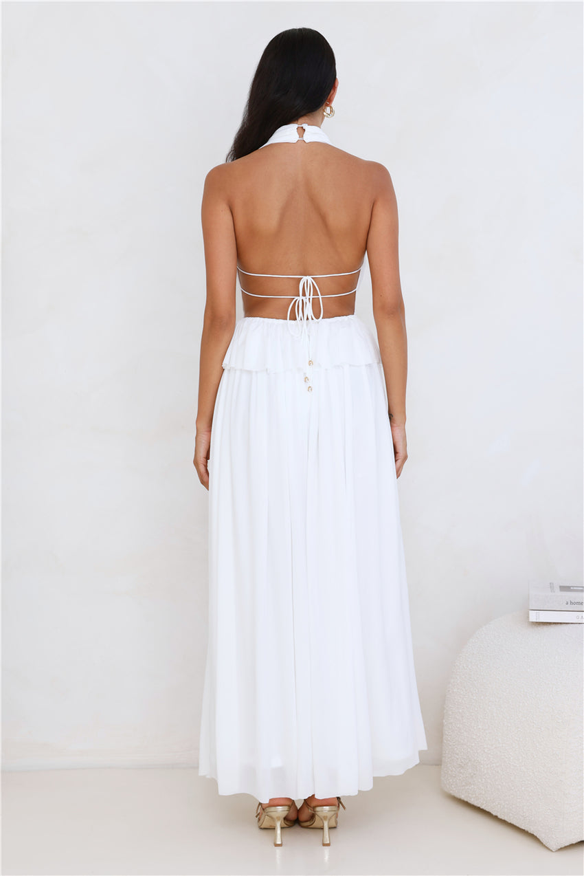 Love From Rosalie Halter Maxi Dress White