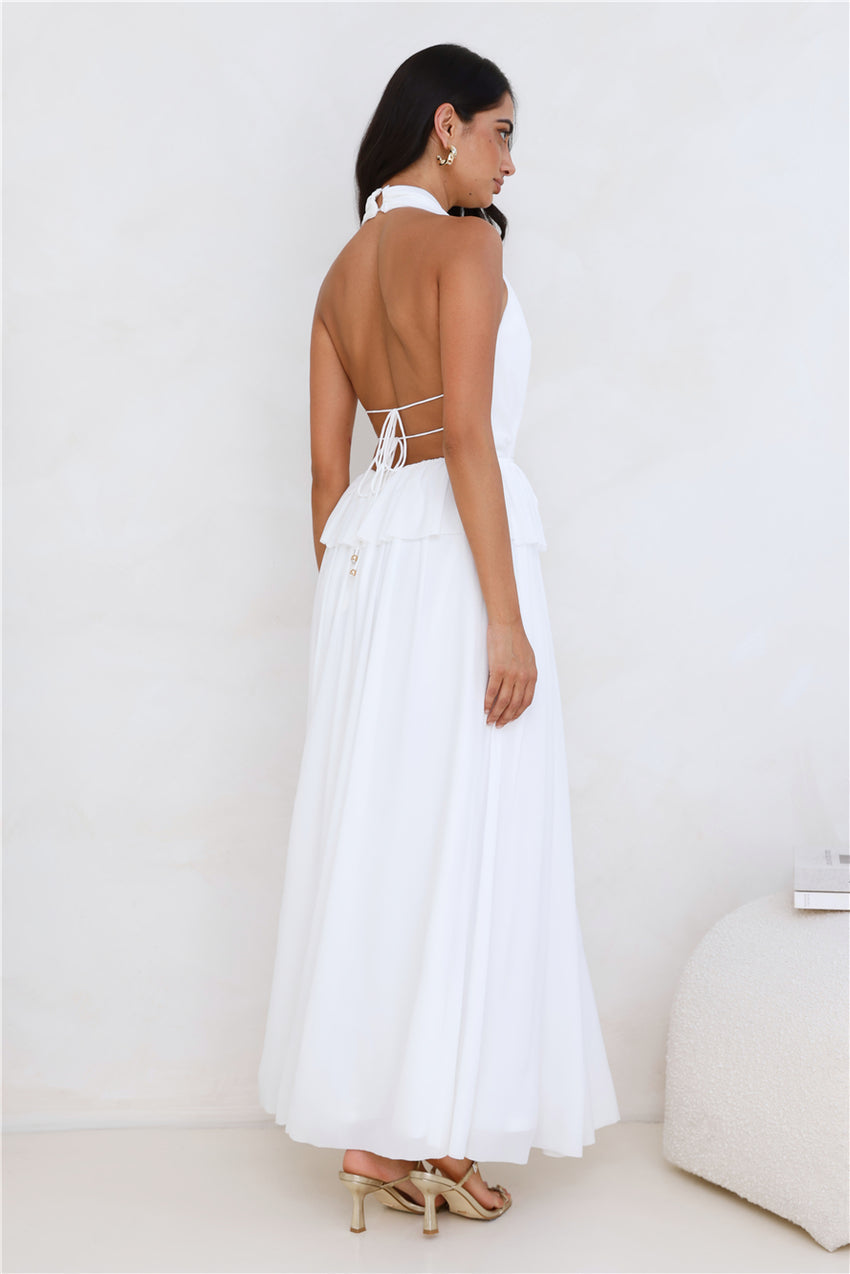 Love From Rosalie Halter Maxi Dress White