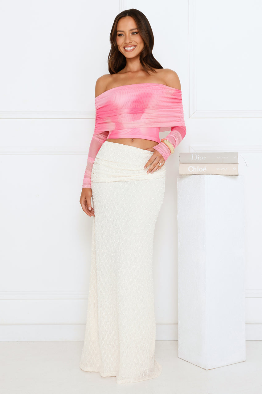 Glow Getter Girl Off Shoulder Crop Top Pink