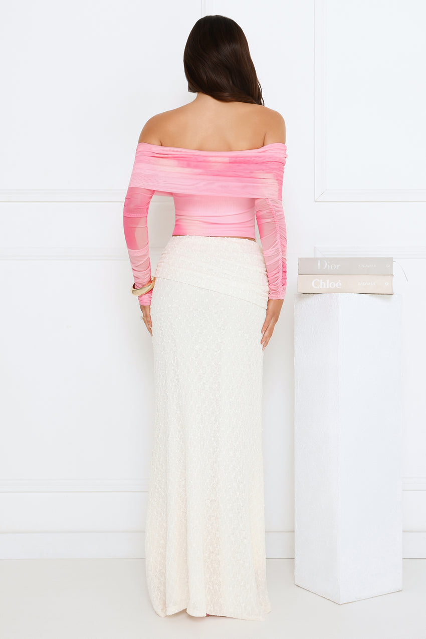 Glow Getter Girl Off Shoulder Crop Top Pink