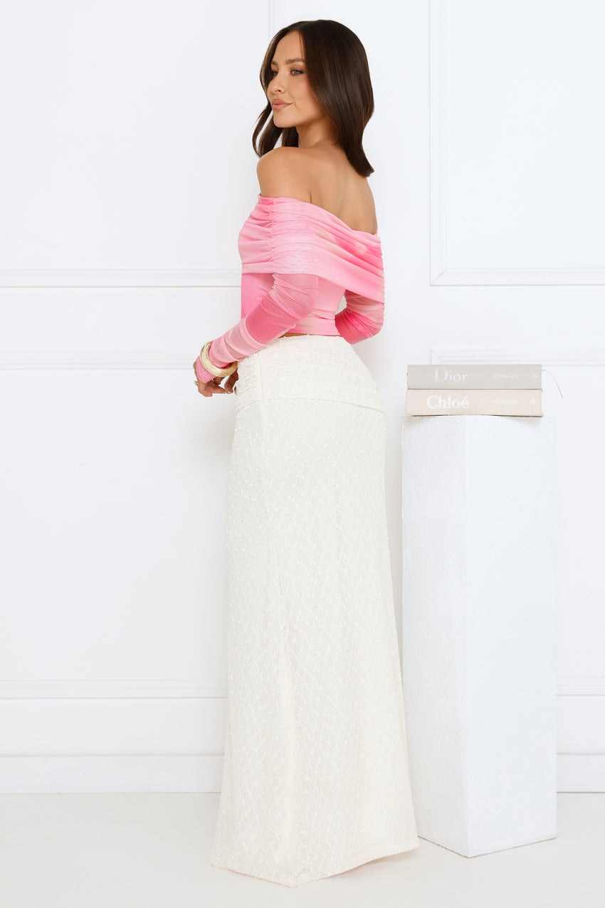 Glow Getter Girl Off Shoulder Crop Top Pink