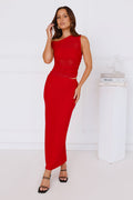 Surprise Parties Mesh Off Shoulder Top Red