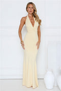 Chic Spark Halter Maxi Dress Yellow