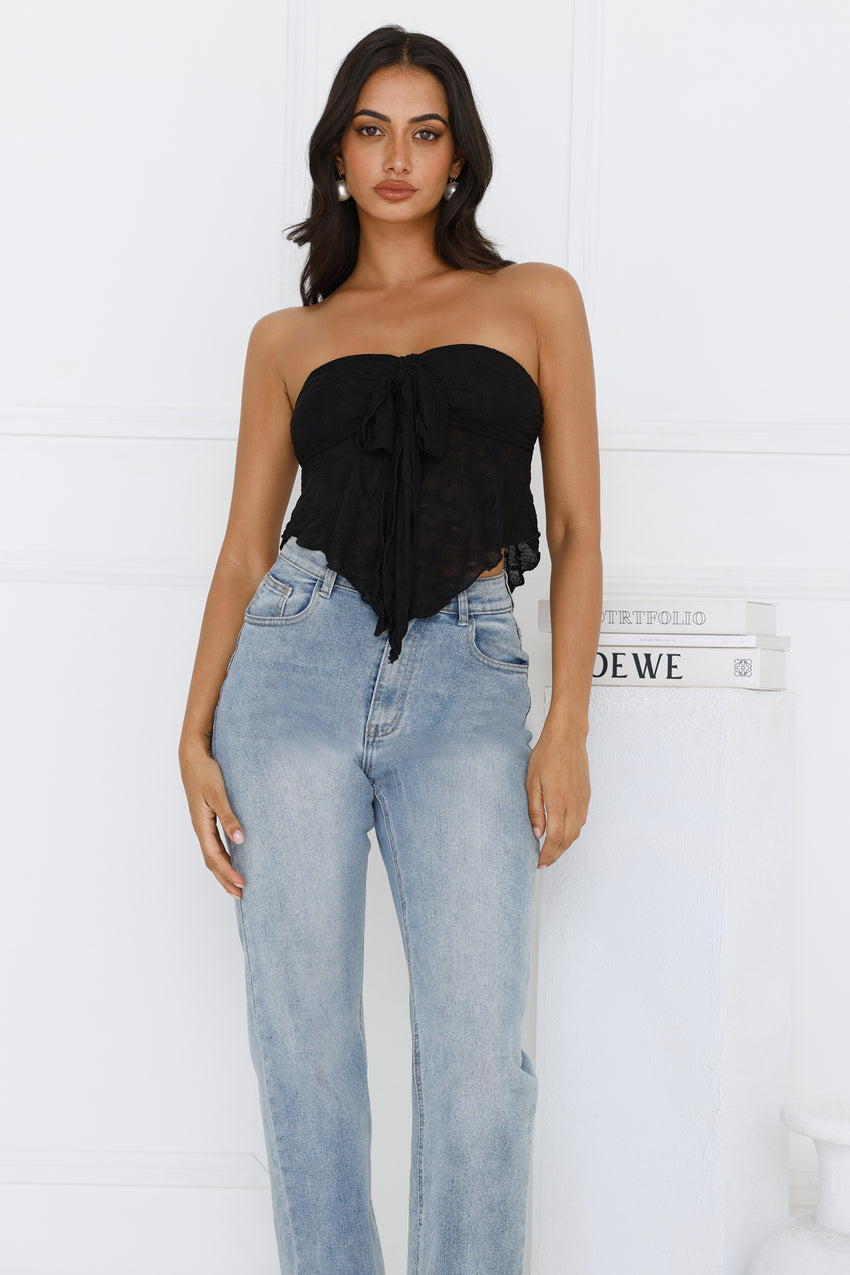 Sweet Berry Strapless Crop Top Black