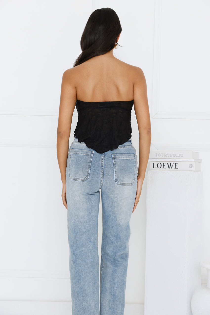 Sweet Berry Strapless Crop Top Black