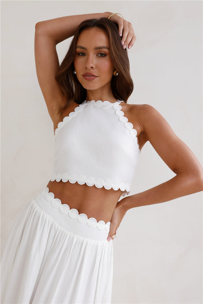 Linked Together Crop Top White