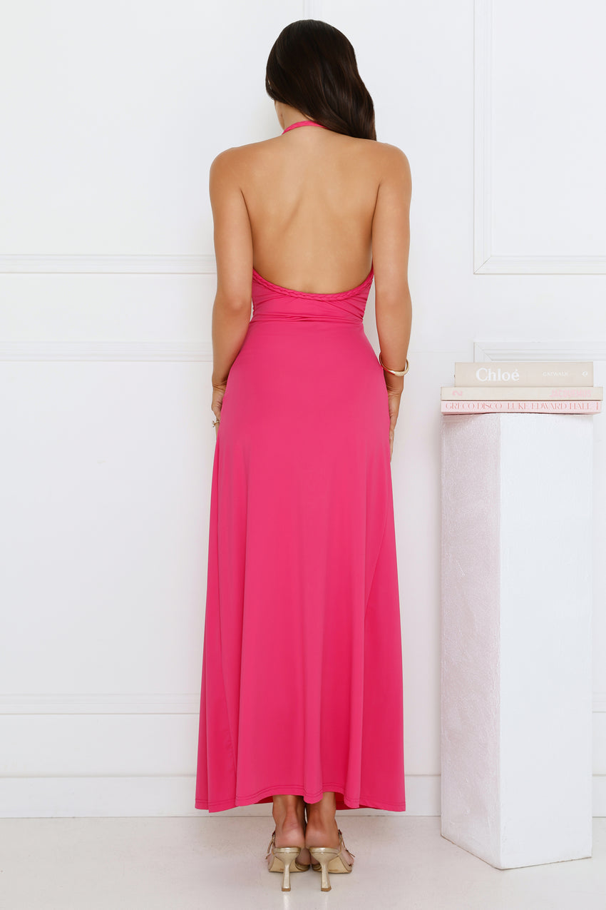 Neon Noir Halter Maxi Dress Pink