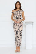 Exotic Essence Off Shoulder Midi Dress Print