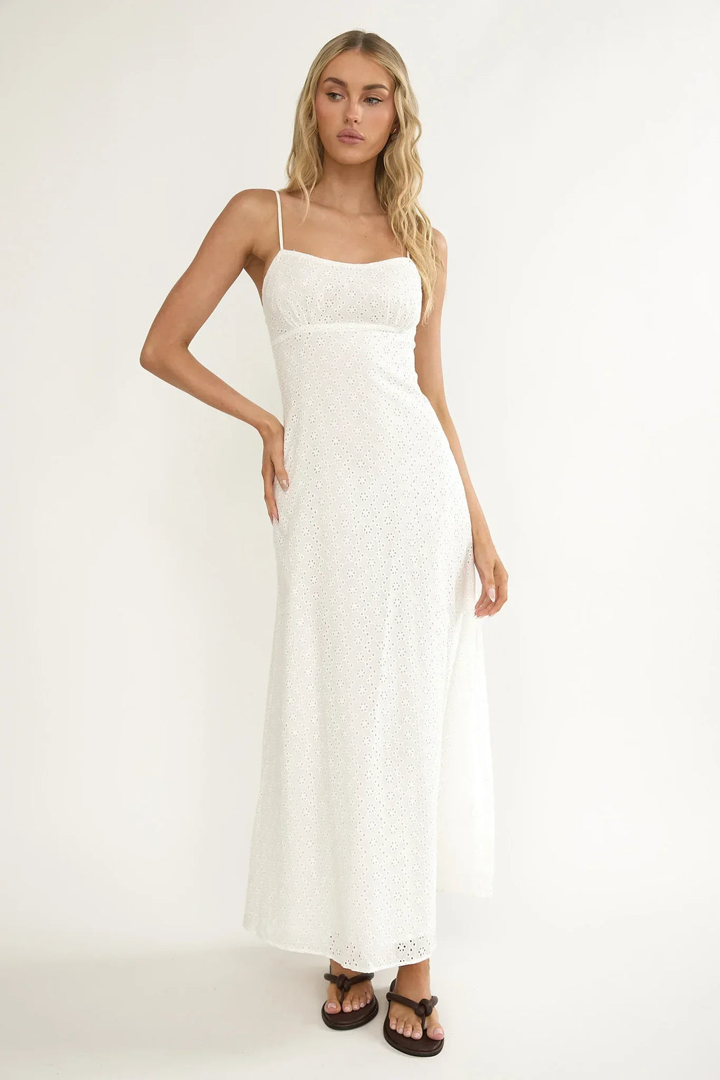 Naysha Eyelet Embroidery Maxi Dress