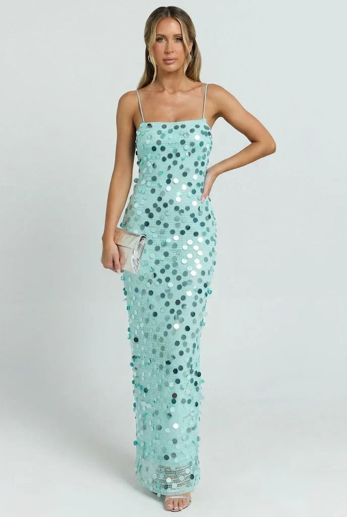Sea Glass Sequin Maxi Dress