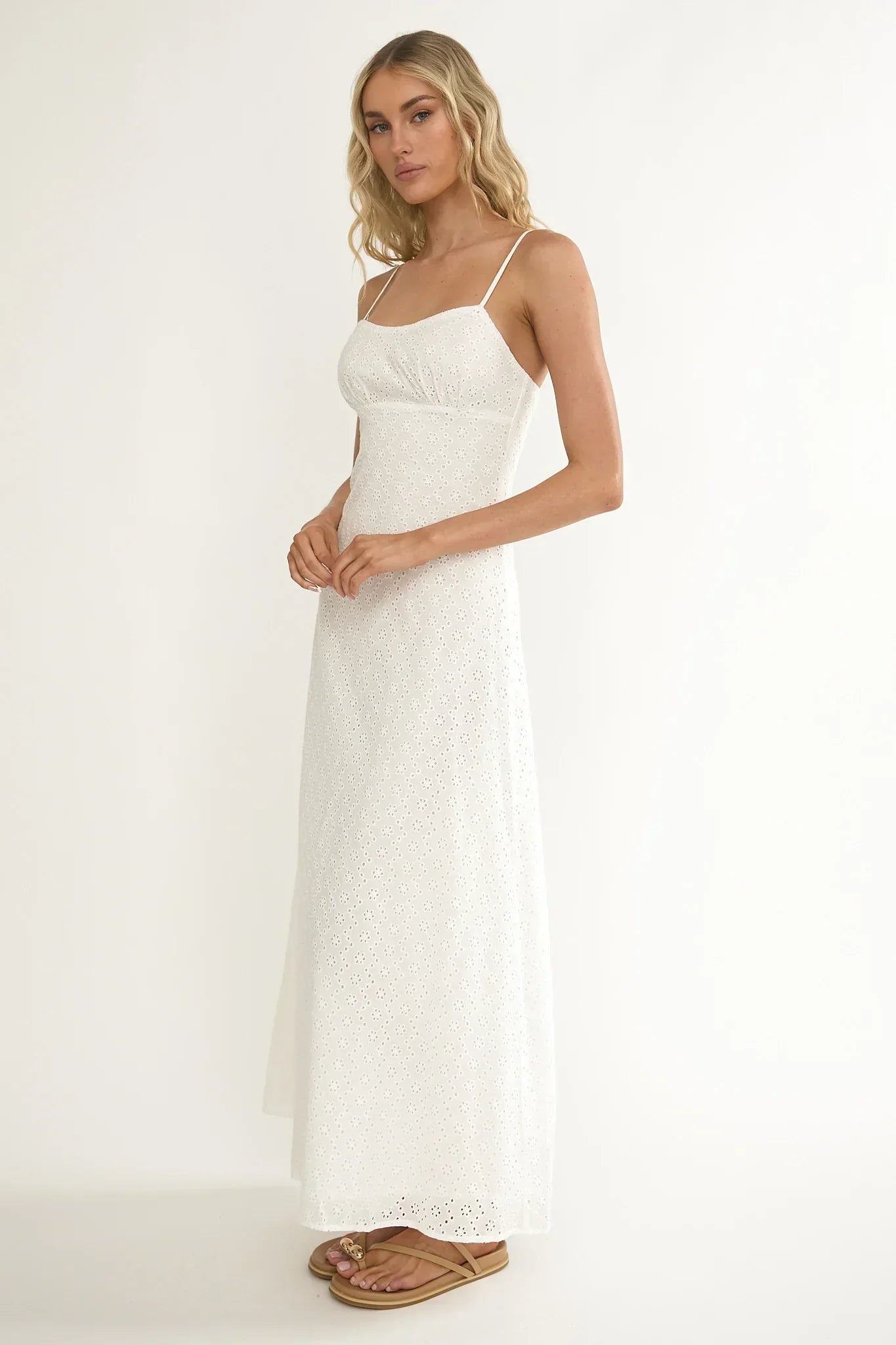 Naysha Eyelet Embroidery Maxi Dress