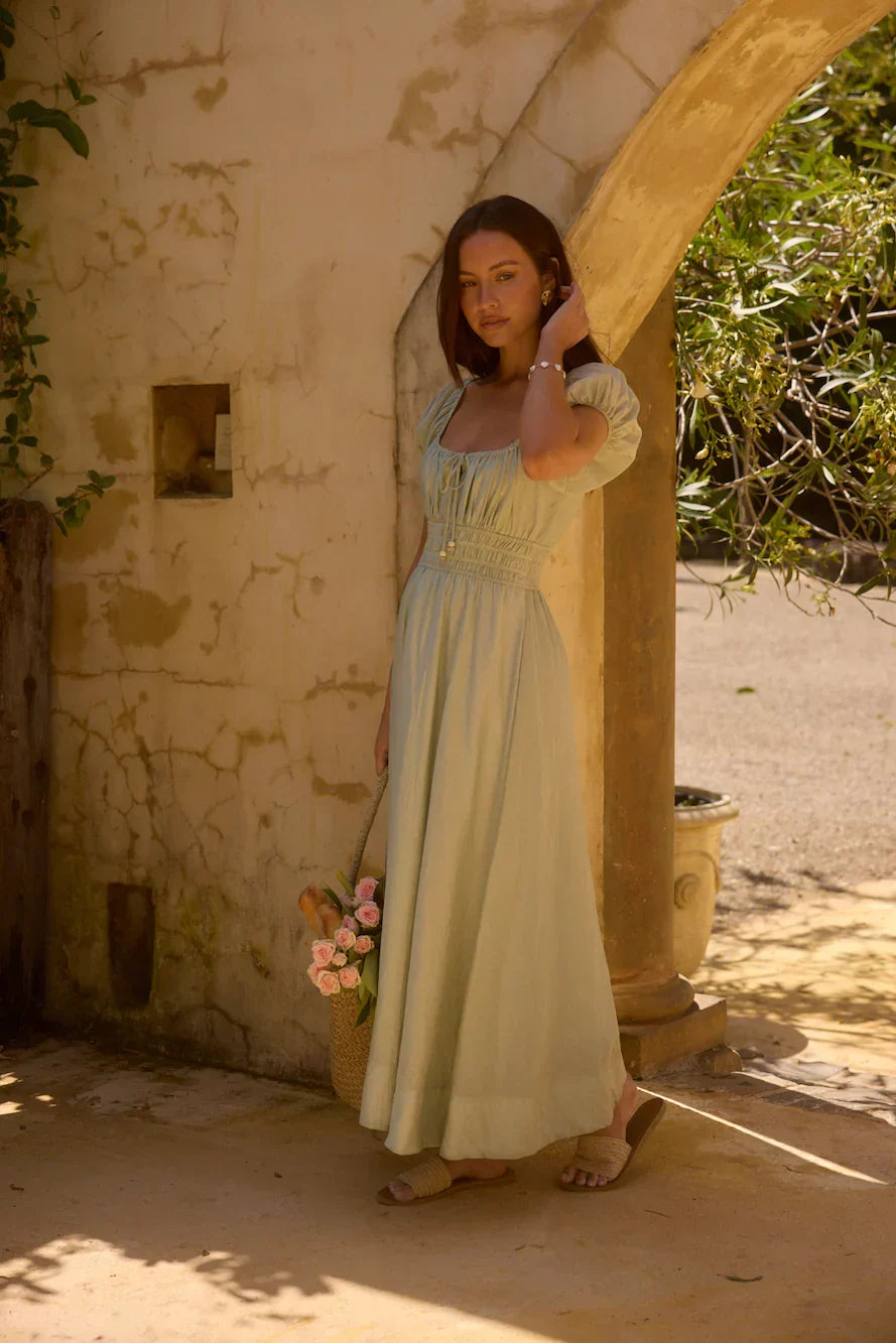Sage Of Secrets Maxi Dress Green