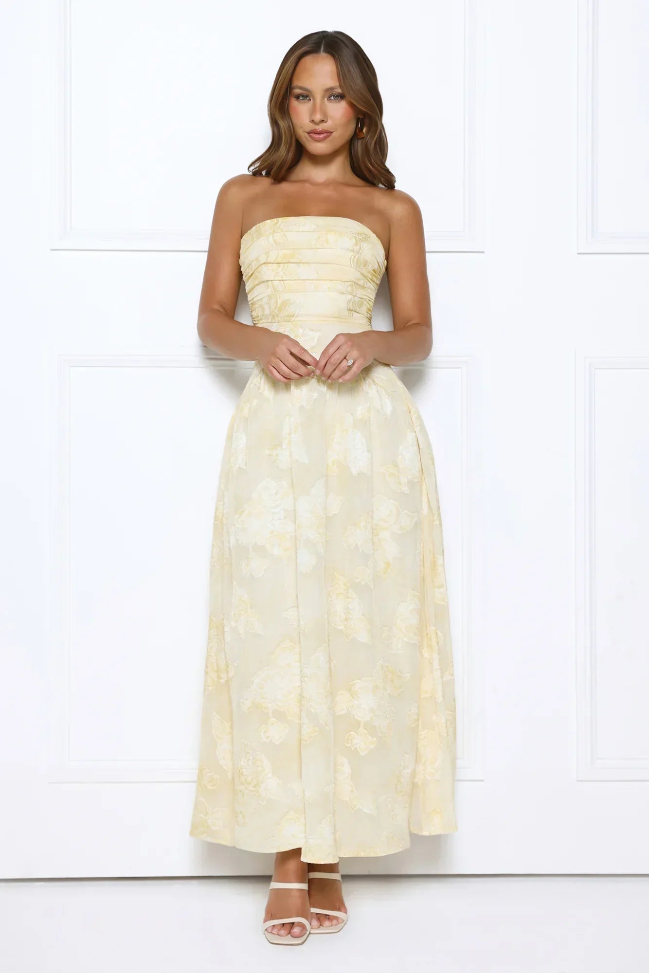 Gorgeous Temptation Strapless Maxi Dress Yellow