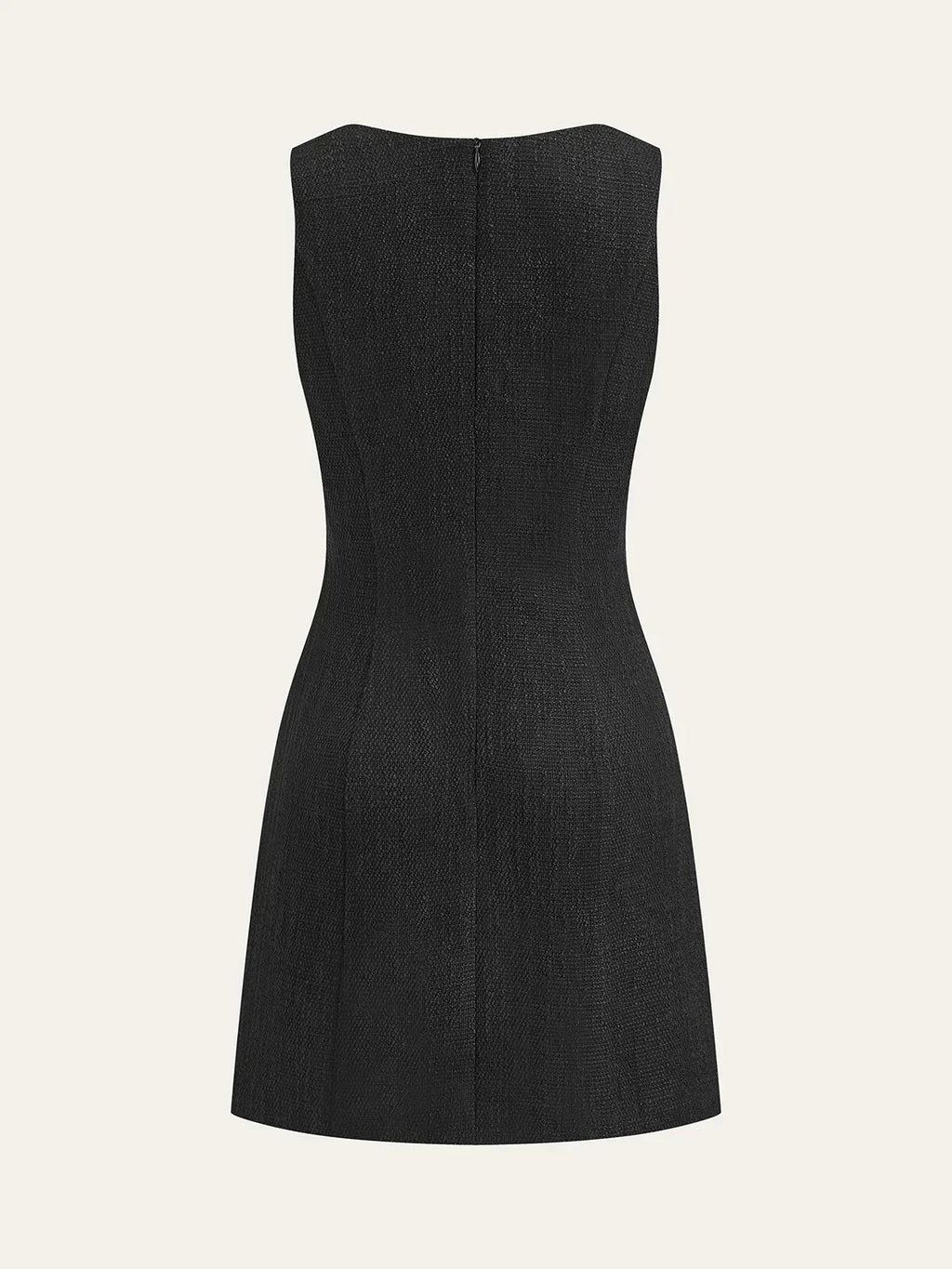 Tweed Sleeveless Button Mini Dress