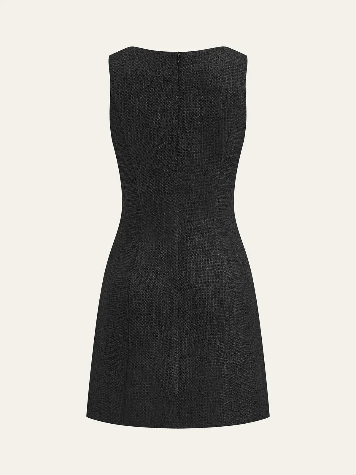 Tweed Sleeveless Button Mini Dress