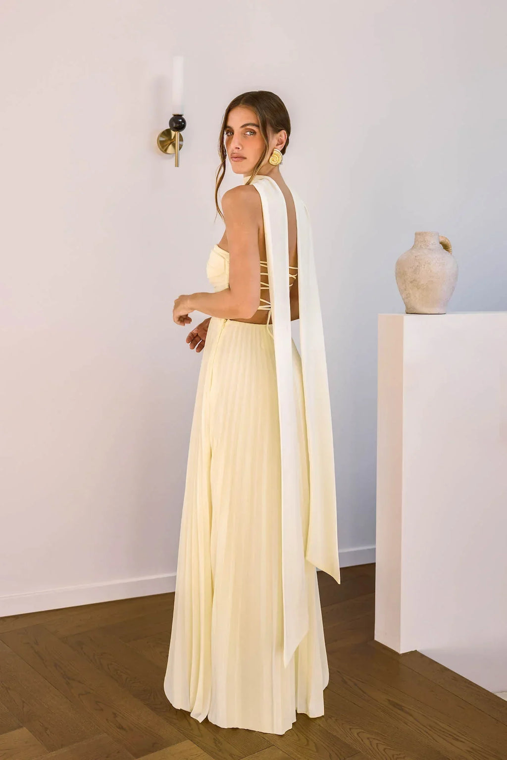 Rosewater Roads Strapless Maxi Dress Yellow