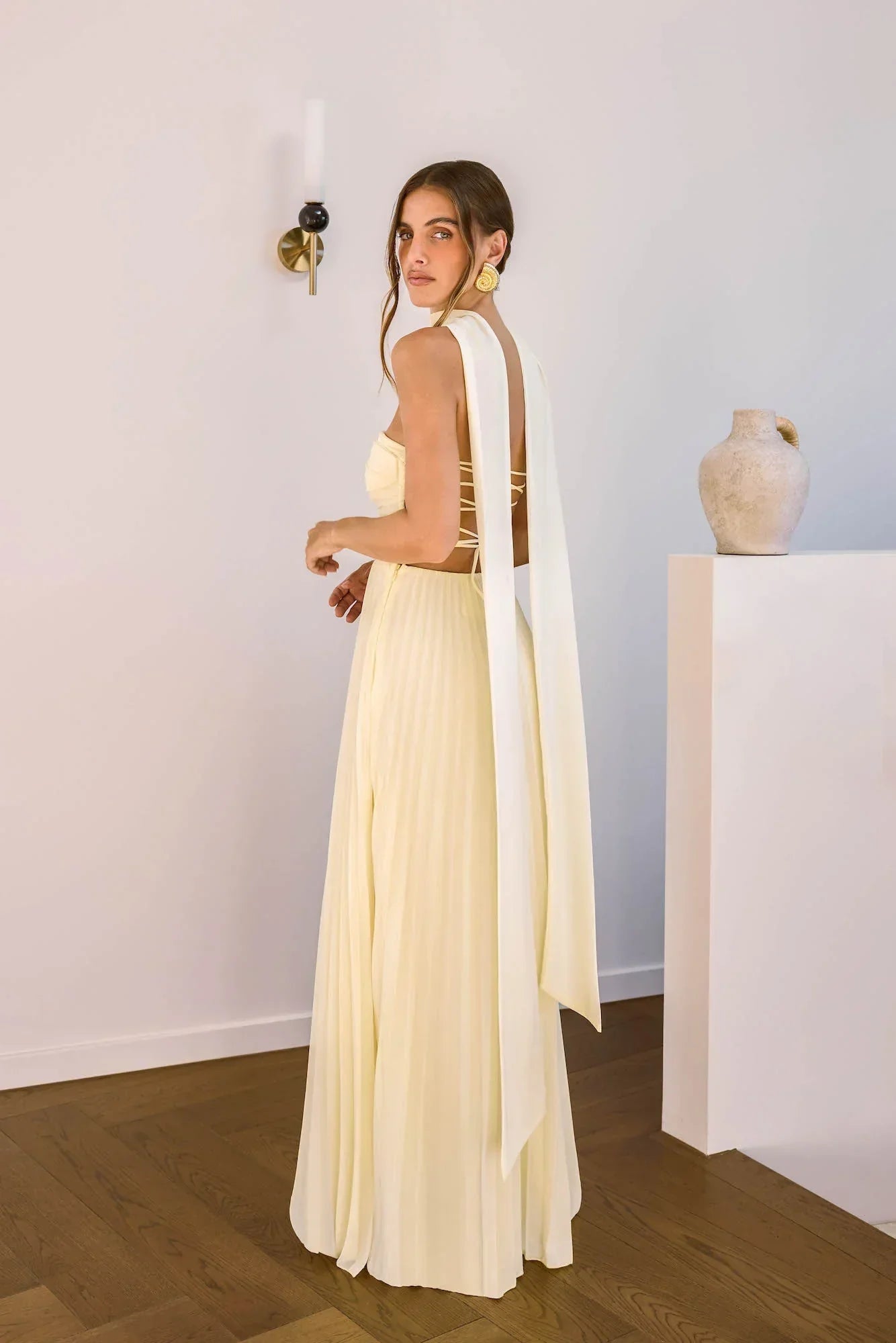Rosewater Roads Strapless Maxi Dress Yellow