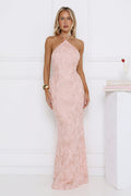 The Sparkling Muse Sequin Halter Maxi Dress Pink