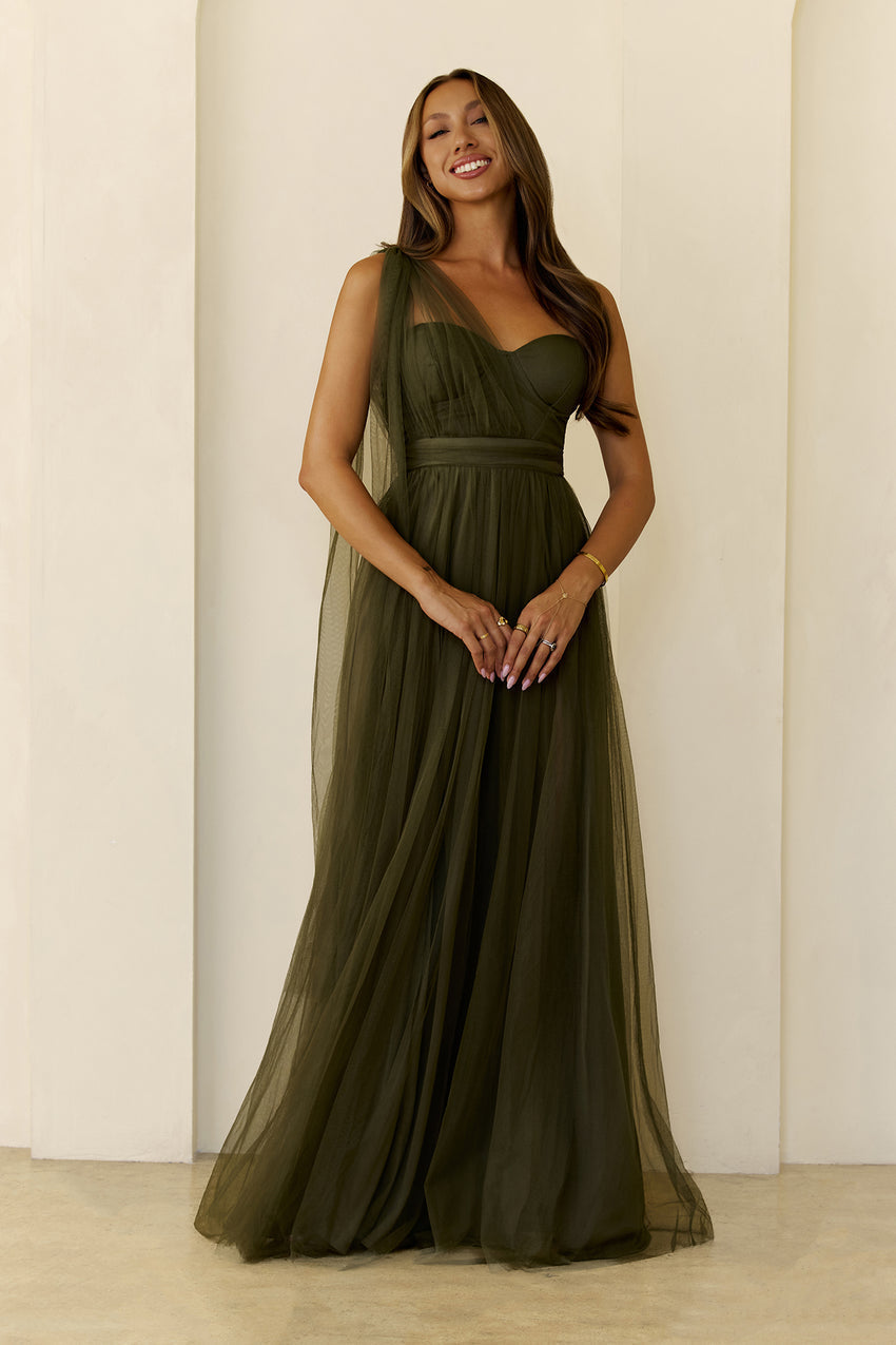 Perfect Poise Mesh Maxi Dress Olive