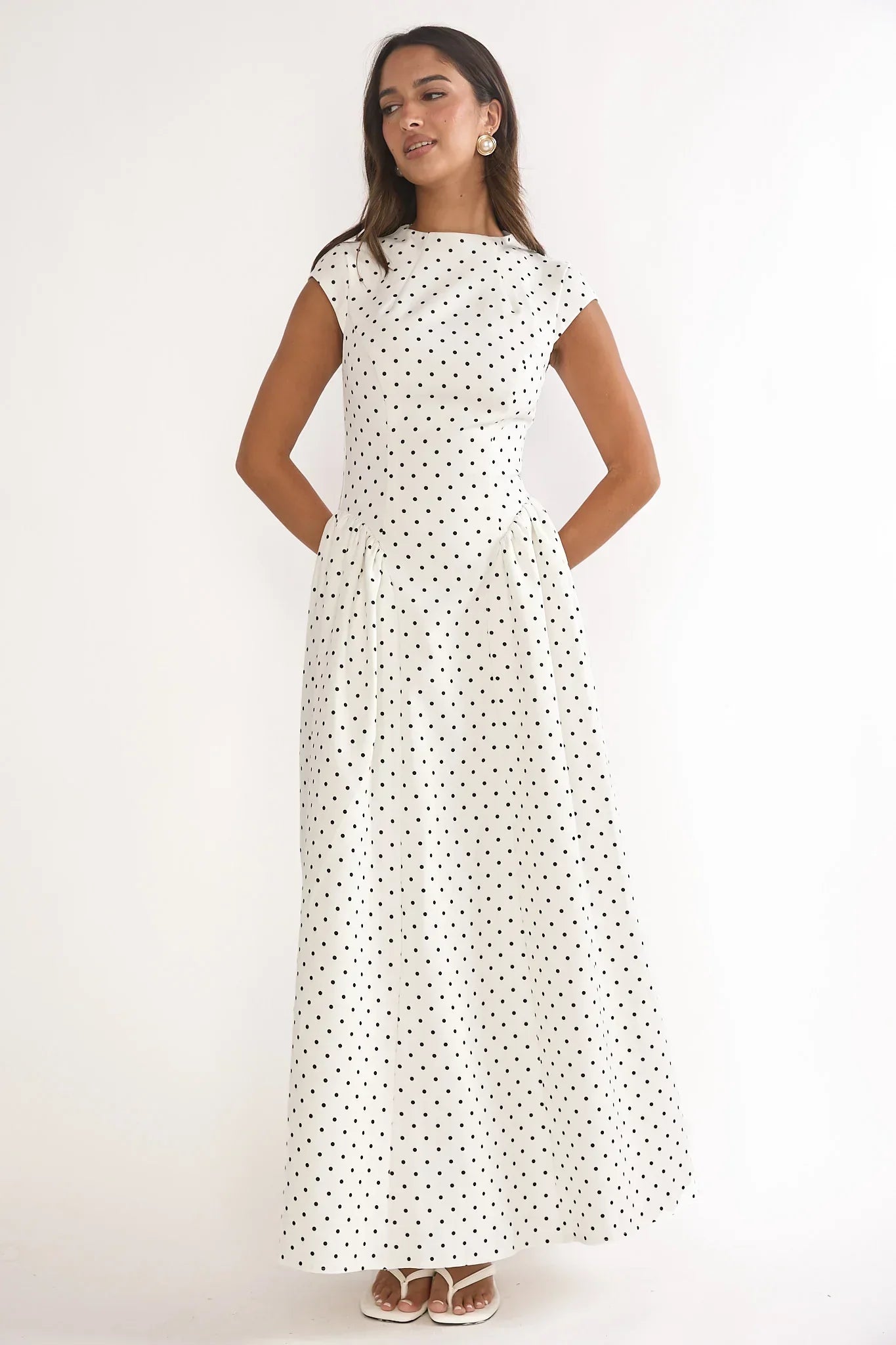 Lynnie Cap Sleeve Maxi Dress Polka Dot
