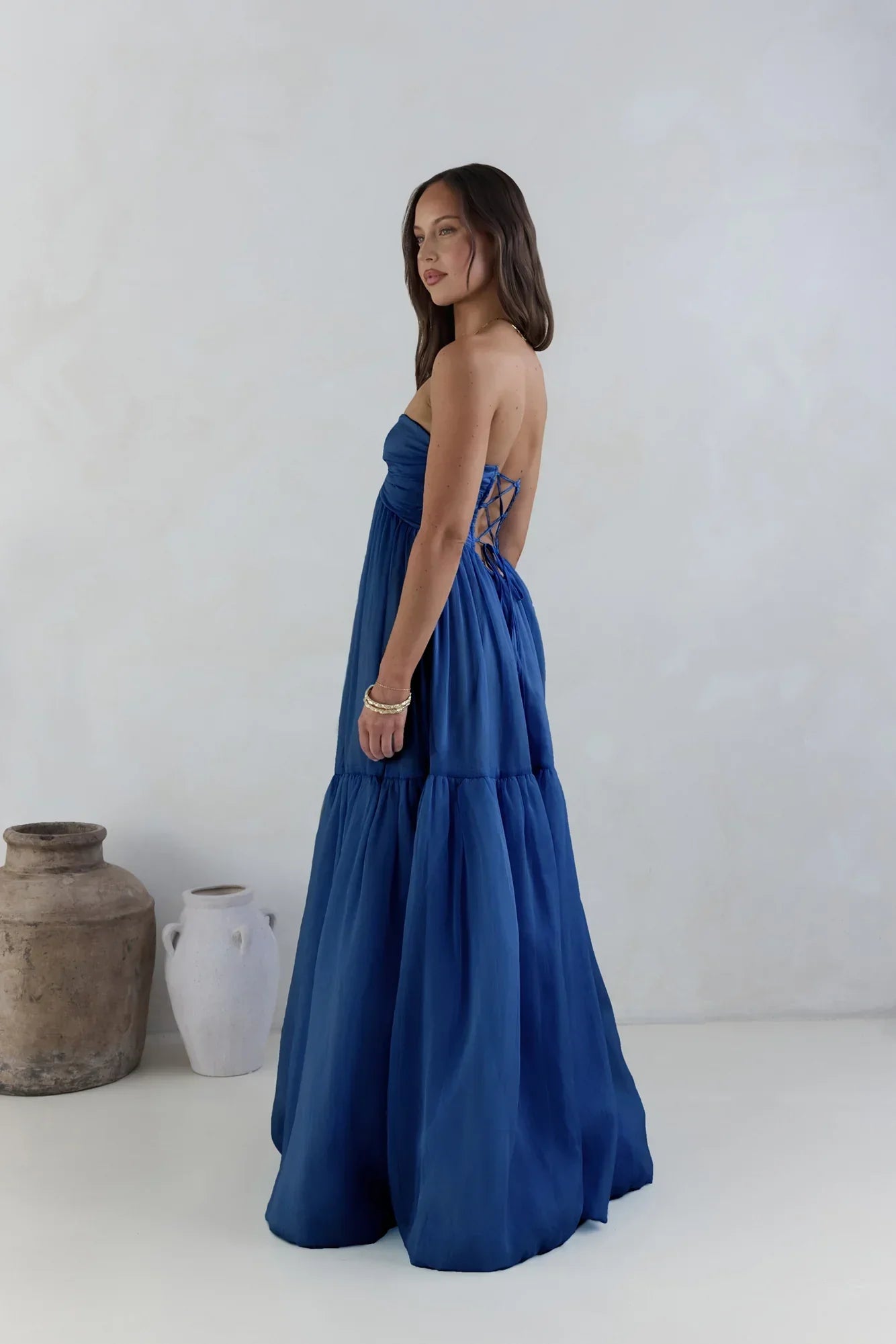 Unforgettable Style Strapless Maxi Dress Navy