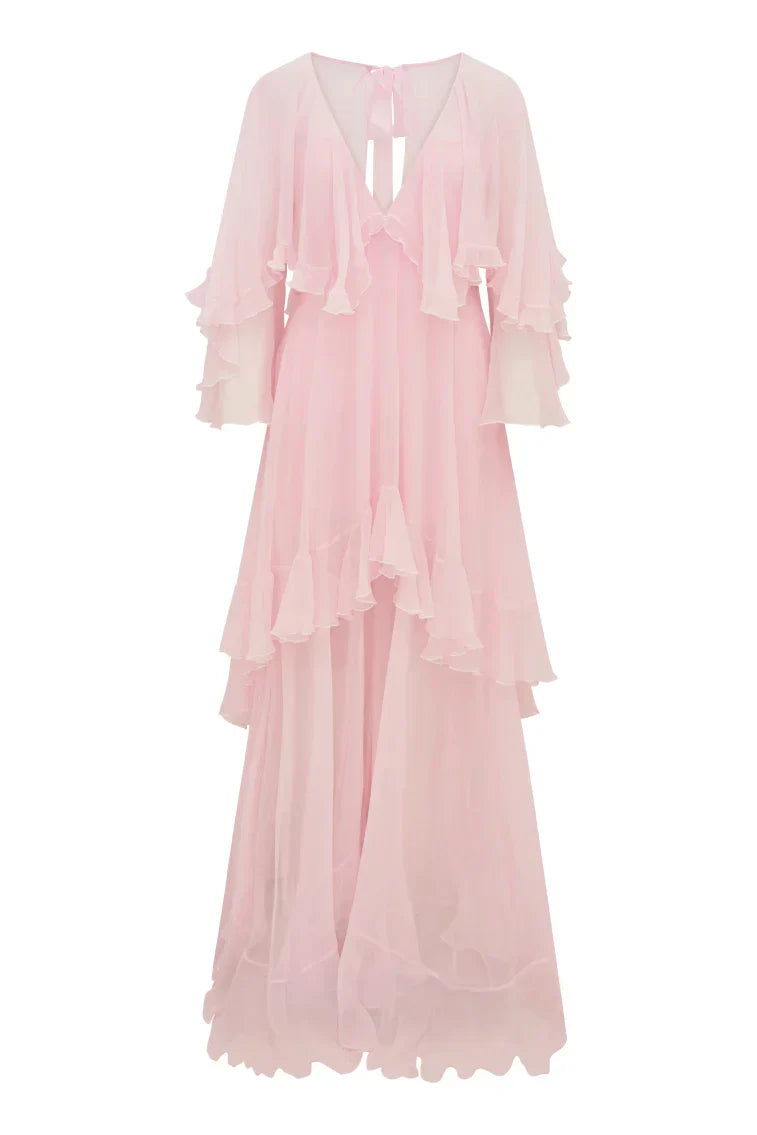 Collia Silk Maxi Dress - Pale Pink